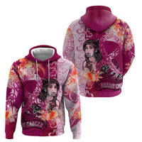 Breast Cancer New Zealand Zip Hoodie Maori Aotearoa Girl Pink Out