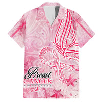 Breast Cancer Awareness Month Family Matching Summer Maxi Dress and Hawaiian Shirt Butterfly Polynesia Watercolor Pink
