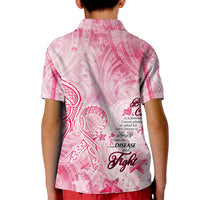 Breast Cancer Awareness Month Kid Polo Shirt Butterfly Polynesia Watercolor Pink