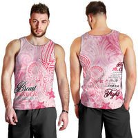 Breast Cancer Awareness Month Men Tank Top Butterfly Polynesia Watercolor Pink DT02 - Polynesian Pride