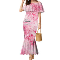 Breast Cancer Awareness Month Mermaid Dress Butterfly Polynesia Watercolor Pink
