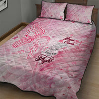 Breast Cancer Awareness Month Quilt Bed Set Butterfly Polynesia Watercolor Pink DT02 - Polynesian Pride