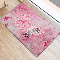 Breast Cancer Awareness Month Rubber Doormat Butterfly Polynesia Watercolor Pink DT02 - Polynesian Pride