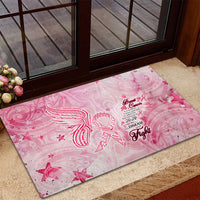 Breast Cancer Awareness Month Rubber Doormat Butterfly Polynesia Watercolor Pink DT02 - Polynesian Pride