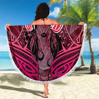 Breast Cancer Warrior Beach Blanket Angel Wings Polynesian Pattern DT02 - Polynesian Pride