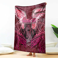 Breast Cancer Warrior Blanket Angel Wings Polynesian Pattern DT02 - Polynesian Pride