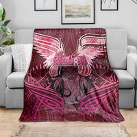 Breast Cancer Warrior Blanket Angel Wings Polynesian Pattern DT02 - Polynesian Pride