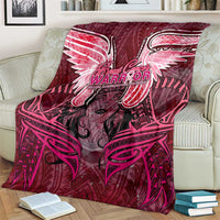 Breast Cancer Warrior Blanket Angel Wings Polynesian Pattern DT02 - Polynesian Pride