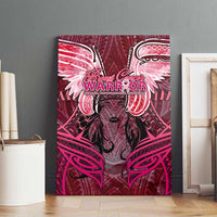 Breast Cancer Warrior Canvas Wall Art Angel Wings Polynesian Pattern DT02 - Polynesian Pride