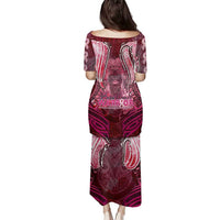 Breast Cancer Warrior Family Matching Puletasi and Hawaiian Shirt Angel Wings Polynesian Pattern