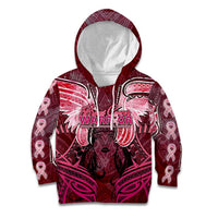 Breast Cancer Warrior Kid Hoodie Angel Wings Polynesian Pattern