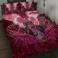 Breast Cancer Warrior Quilt Bed Set Angel Wings Polynesian Pattern DT02 Pink - Polynesian Pride