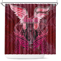 Breast Cancer Warrior Shower Curtain Angel Wings Polynesian Pattern