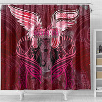 Breast Cancer Warrior Shower Curtain Angel Wings Polynesian Pattern
