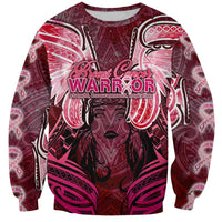 Breast Cancer Warrior Sweatshirt Angel Wings Polynesian Pattern