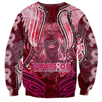 Breast Cancer Warrior Sweatshirt Angel Wings Polynesian Pattern