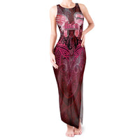 Breast Cancer Warrior Tank Maxi Dress Angel Wings Polynesian Pattern