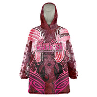 Breast Cancer Warrior Wearable Blanket Hoodie Angel Wings Polynesian Pattern DT02 One Size Pink - Polynesian Pride