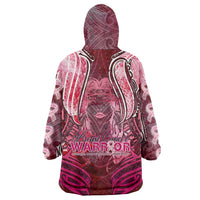 Breast Cancer Warrior Wearable Blanket Hoodie Angel Wings Polynesian Pattern DT02 - Polynesian Pride