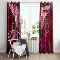 Breast Cancer Warrior Window Curtain Angel Wings Polynesian Pattern DT02 - Polynesian Pride
