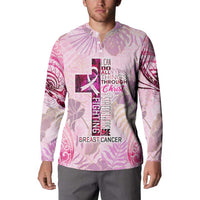 Breast Cancer Polynesian Button Sweatshirt I Can Do All Things Through Christ
