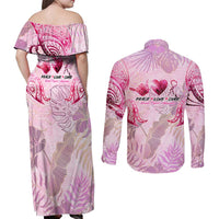 Breast Cancer Polynesian Couples Matching Off Shoulder Maxi Dress and Long Sleeve Button Shirt I Can Do All Things Through Christ DT02 - Polynesian Pride