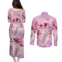 Breast Cancer Polynesian Couples Matching Puletasi and Long Sleeve Button Shirt I Can Do All Things Through Christ DT02 - Polynesian Pride