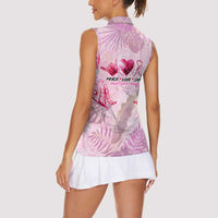 Breast Cancer Polynesian Women Sleeveless Polo Shirt I Can Do All Things Through Christ