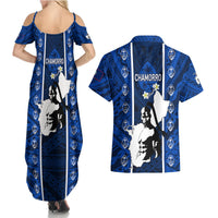Guam Chamorro Warrior Couples Matching Summer Maxi Dress and Hawaiian Shirt Traditional Tribal Patterns DT02 - Polynesian Pride