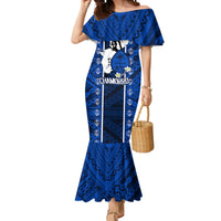Guam Chamorro Warrior Mermaid Dress Traditional Tribal Patterns DT02 Women Blue - Polynesian Pride