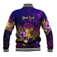 Wallis and Futuna Baseball Jacket Whale Hibiscus Polynesian