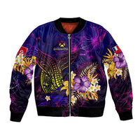 Wallis and Futuna Bomber Jacket Whale Hibiscus Polynesian
