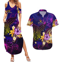 Wallis and Futuna Couples Matching Summer Maxi Dress and Hawaiian Shirt Whale Hibiscus Polynesian