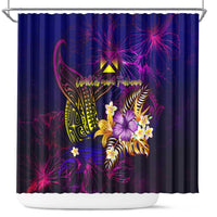 Wallis and Futuna Shower Curtain Whale Hibiscus Polynesian