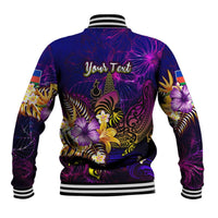 New Caledonia Baseball Jacket Whale Hibiscus Polynesian