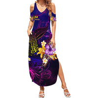 New Caledonia Family Matching Summer Maxi Dress and Hawaiian Shirt Whale Hibiscus Polynesian
