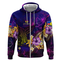 New Caledonia Hoodie Whale Hibiscus Polynesian