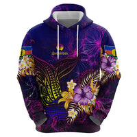 New Caledonia Hoodie Whale Hibiscus Polynesian