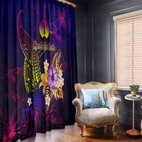 New Caledonia Window Curtain Whale Hibiscus Polynesian