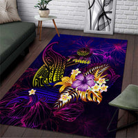 Tahiti French Polynesia Area Rug Whale Hibiscus Polynesian DT02 Purple - Polynesian Pride