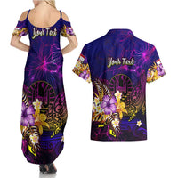 Tahiti French Polynesia Couples Matching Summer Maxi Dress and Hawaiian Shirt Whale Hibiscus Polynesian