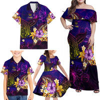 Tahiti French Polynesia Family Matching Off Shoulder Maxi Dress and Hawaiian Shirt Whale Hibiscus Polynesian