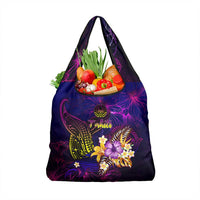 Tahiti French Polynesia Grocery Bag Whale Hibiscus Polynesian DT02 1-pack One Size Purple - Polynesian Pride