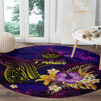 Tahiti French Polynesia Round Carpet Whale Hibiscus Polynesian