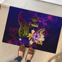 Tahiti French Polynesia Rubber Doormat Whale Hibiscus Polynesian DT02 - Polynesian Pride