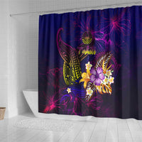 Tahiti French Polynesia Shower Curtain Whale Hibiscus Polynesian