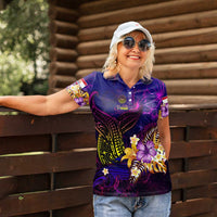 Tahiti French Polynesia Women Polo Shirt Whale Hibiscus Polynesian