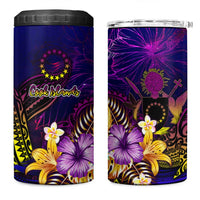 Cook Islands 4 in 1 Can Cooler Tumbler Whale Hibiscus Polynesian DT02 One Size: 16 oz Purple - Polynesian Pride