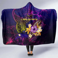 Cook Islands Hooded Blanket Whale Hibiscus Polynesian DT02 One Size Purple - Polynesian Pride