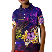 Cook Islands Kid Polo Shirt Whale Hibiscus Polynesian